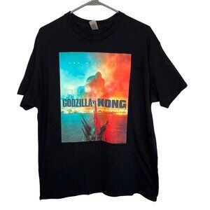 Godzilla Vs. Kong Official Poster Graphic T-Shirt LARGE Black Mens Short Sleeve